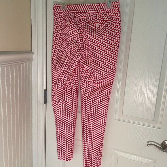 Talbots Womens Size 2 Chatham Straight Leg Side Zip Red/White Ankle Pants - Picture 2 of 11